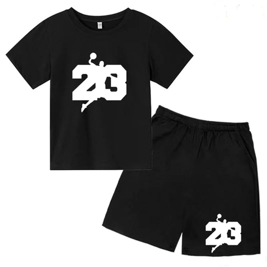 Children's Basketball NO.23 Print T-shirt +Shorts